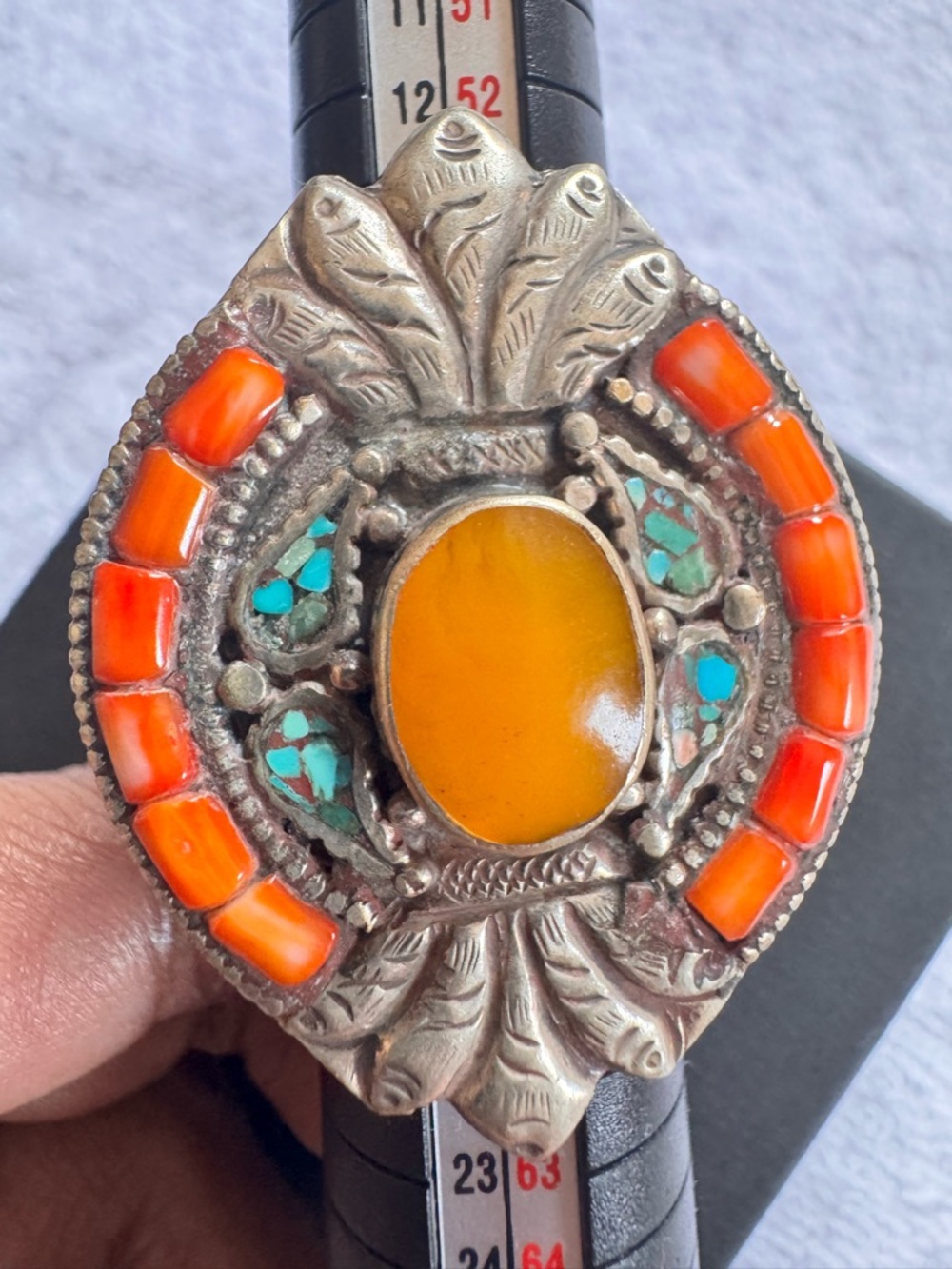 Handcrafted Orange & Turquoise Statement Ring- Unbranded - Picture 7 of 7